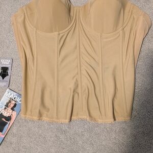 Dominique Beige Strapless Blouse